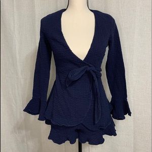 SAINTS & SINNERS Navy Long Sleeve Wrap Romper